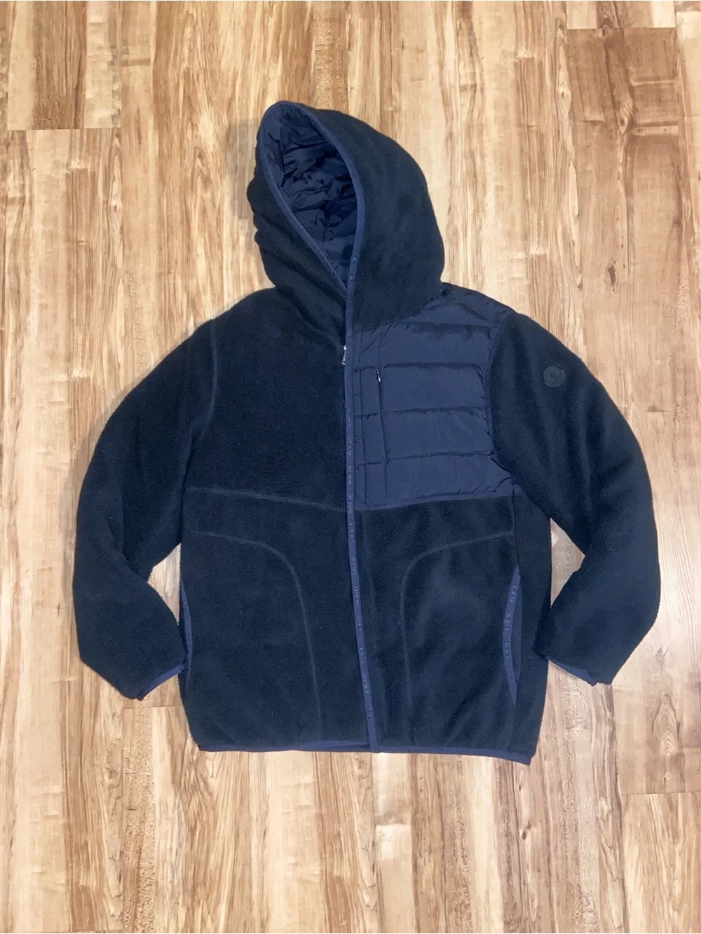 Moncler Feyder Panelled Fleece and Quilted Shell Hooded Down Jacket